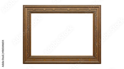 Ornate Vintage Wooden Picture Frame with Intricate Carvings on a Transparant Background