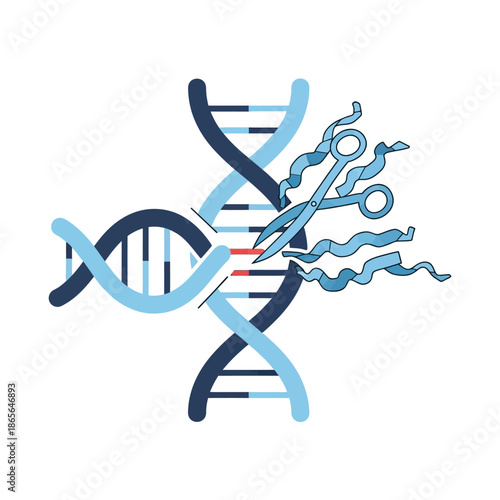 Illustration of DNA double helix with viruses attached in a scientific context