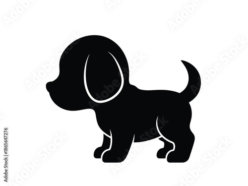 Black silhouette of a dachshund dog standing