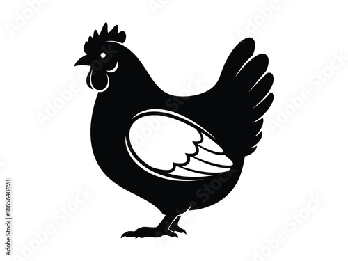A black silhouette of a standing rooster