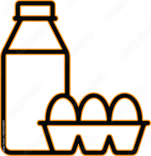 Milk bottle and eggs icon design