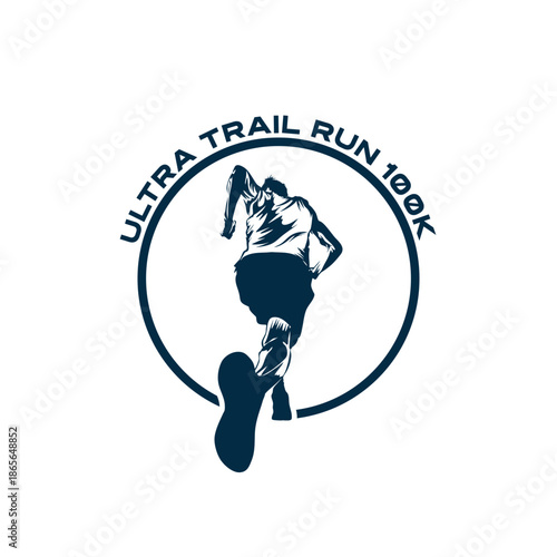 ultra trail running design logo vector image