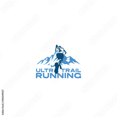 ultra trail running design logo vector image
