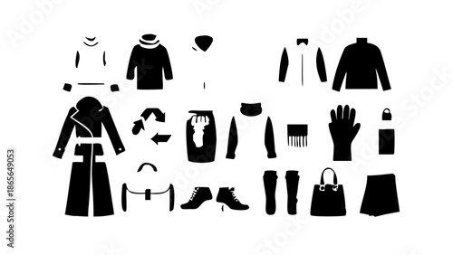 None Eco luxury winter fashion vector illustration with clothing items