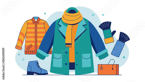 None Recrafted winter clothes made from recycled fabric illustration