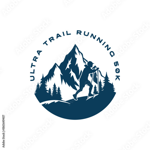 ultra trail running design logo vector image