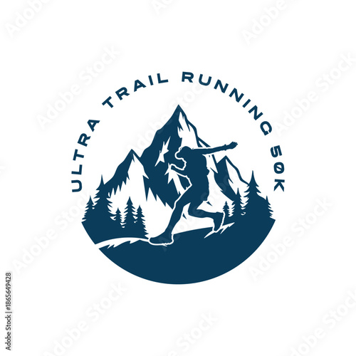 ultra trail running design logo vector image