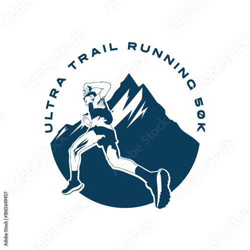 ultra trail running design logo vector image