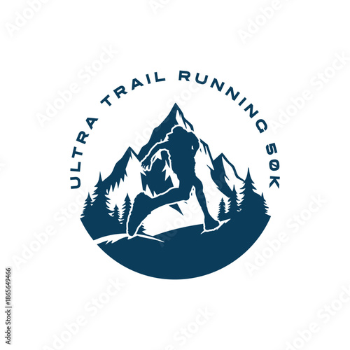 ultra trail running design logo vector image