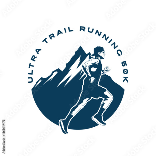 ultra trail running design logo vector image