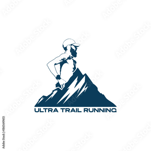 ultra trail running design logo vector image
