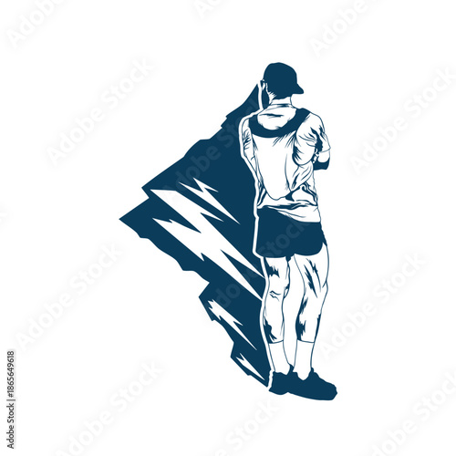 ultra trail running design logo vector image