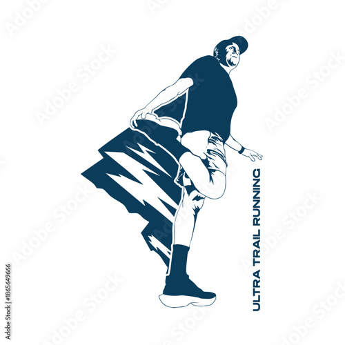 ultra trail running design logo vector image