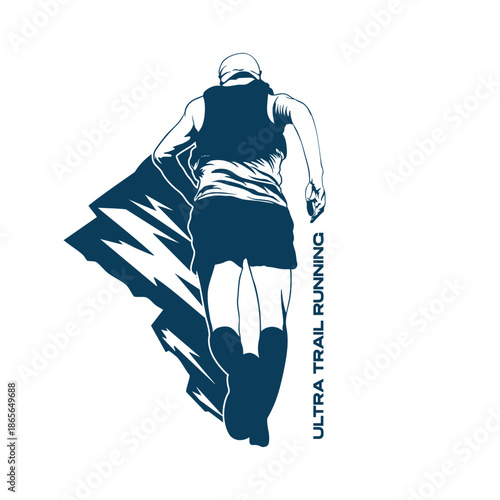 ultra trail running design logo vector image