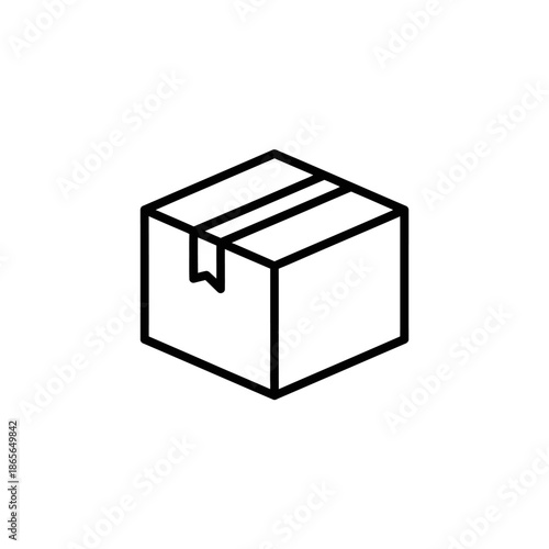 Simple Rectangular Cardboard Box Isolated on White Background