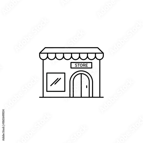 Simple Storefront Illustration with Awning and Entryway for Commercial Photography