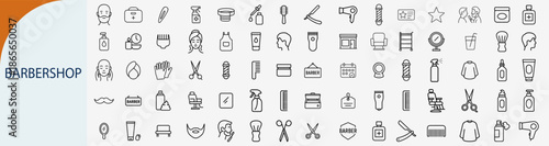 Bild auf Leinwand Barbershop line icons set, collection of hair salon and grooming symbols