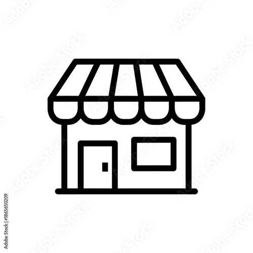 Small Charming Storefront with Awning and Window Display in a Cozy Commercial Area