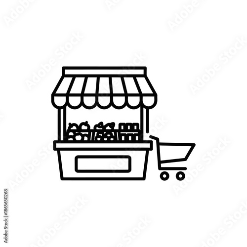 Small Fruit Stand with Trolley and Market Stall for Fresh Produce Display