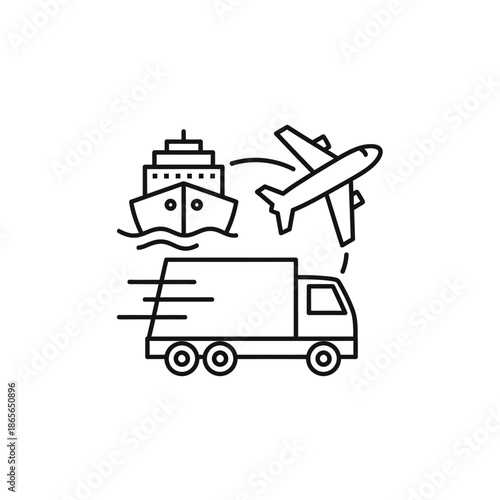 Cargo Ship and Airplane Transportation Logistics Illustration