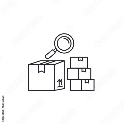 Close-up of Package Sorting with Magnifying Glass for Logistics and Shipping Concepts