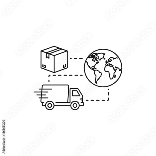 Global Logistics and Shipping Network Concept Illustration for E-commerce Planning