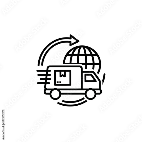 Global E-commerce Delivery Service Icon for Logistics and Shipping