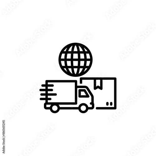 Global Shipping and Delivery Logistics Concept with Truck and Globe Icon