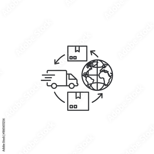 Global Shipping and Logistics Concept with Delivery Truck and Earth Globe