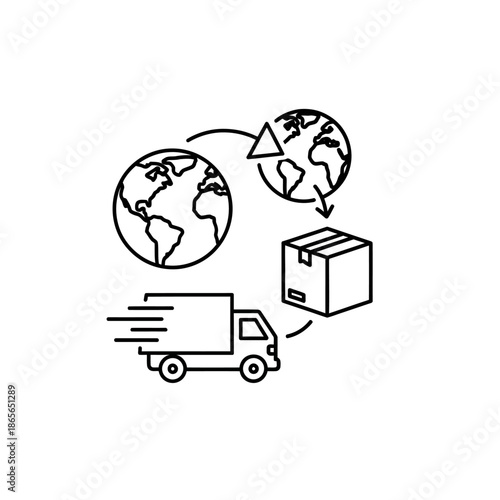 Global Shipping Logistics Concept with World Map and Delivery Truck Illustration
