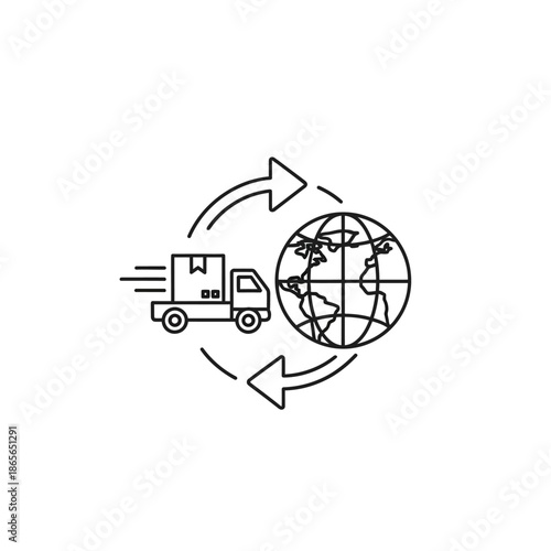 Global Shipping and Logistics Icon - International Delivery and Supply Chain Concept