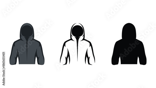 Faceless figures in hooded sweatshirts represent anonymity and modern casual style
