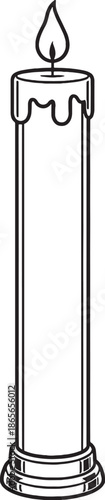 Paschal Candle Line Art Illustration, Church Religious Candle eps