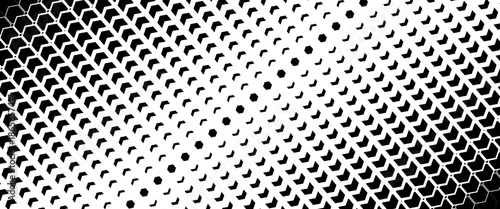 Black polygon halftone dots have a black and white effect.