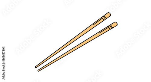Pair of simple wooden chopsticks shown at an angle for representing traditional Asian dining, Japanese cuisine, and take-out food services.