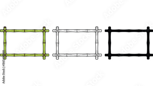Versatile bamboo frames in green, sketch, and black styles for creative projects