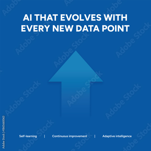 Simple Upward Pointing Arrow on Blue Background Illustrating Self-Learning AI and Continuous Evolution
