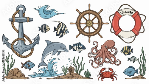 Nautical Maritime Marine Life and Objects Collection.