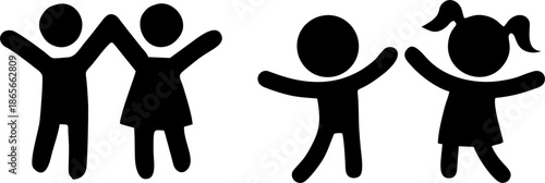 Children Playing Silhouette Icons
