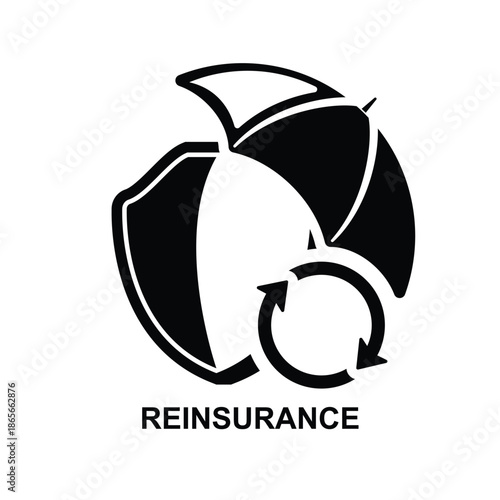 Reinsurance icon. Reinsurance is insurance purchased by an insurer to transfer part of the risk it has assumed to another insurer. Non Ai generate