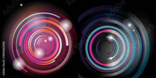 Vibrant Purple And Blue Glowing Bubbles Floating In Space