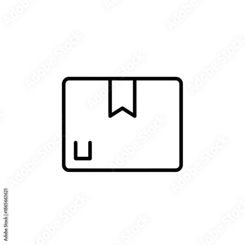 Minimalist Illustration of a Package with a Letter and Bookmark Icon