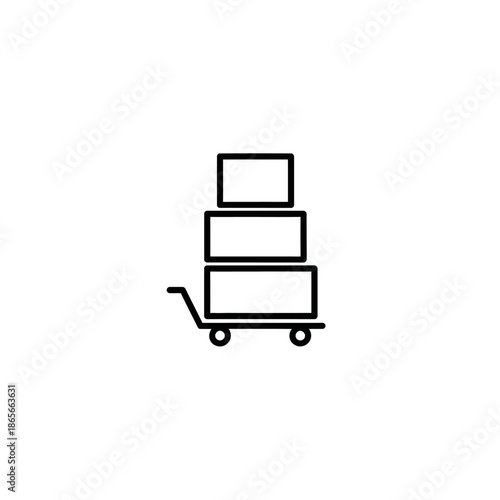 Minimalist Illustration of a Handcart with Three Stacked Boxes for Logistics and Delivery Concepts