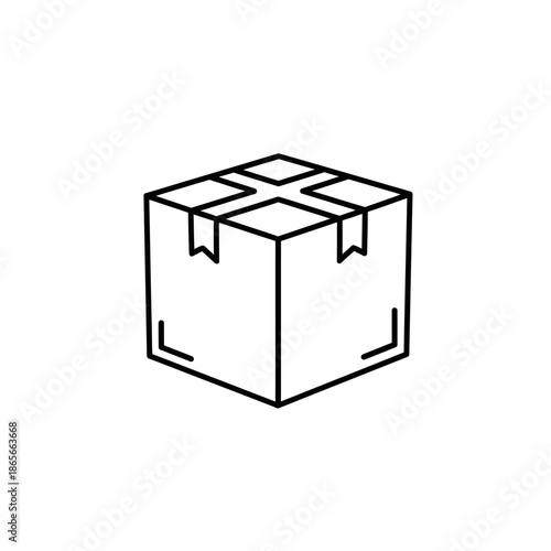 Minimalist Isometric Illustration of a Cardboard Shipping Box for Packaging and Logistics