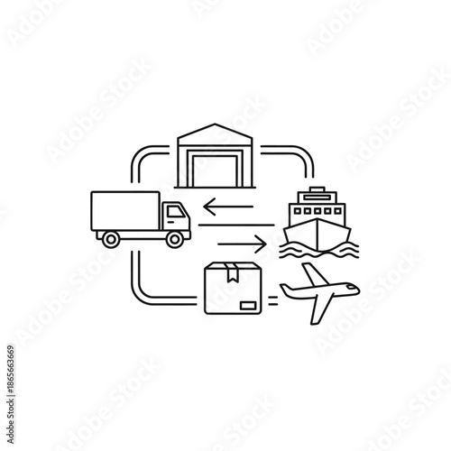 Logistics and Transportation Workflow Concept Illustration for Supply Chain Process