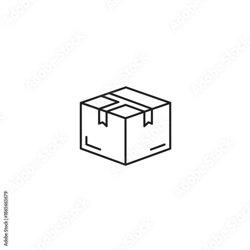 Minimalist Isometric Cardboard Box Illustration for Packaging and Shipping Design