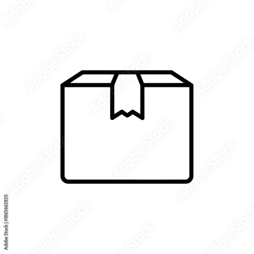 Minimalist Line Art Illustration of a Gift Box with Ribbon for Packaging Concept