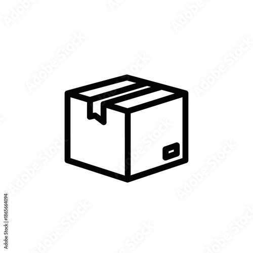 Simple Black and White Box Illustration for Packaging and Storage Concepts