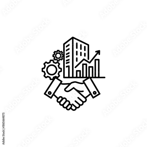 Business Partnership and Growth Concept with Handshake and Analysis Graphs