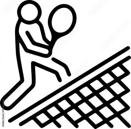 Tennis Player Action Silhouette Icon
